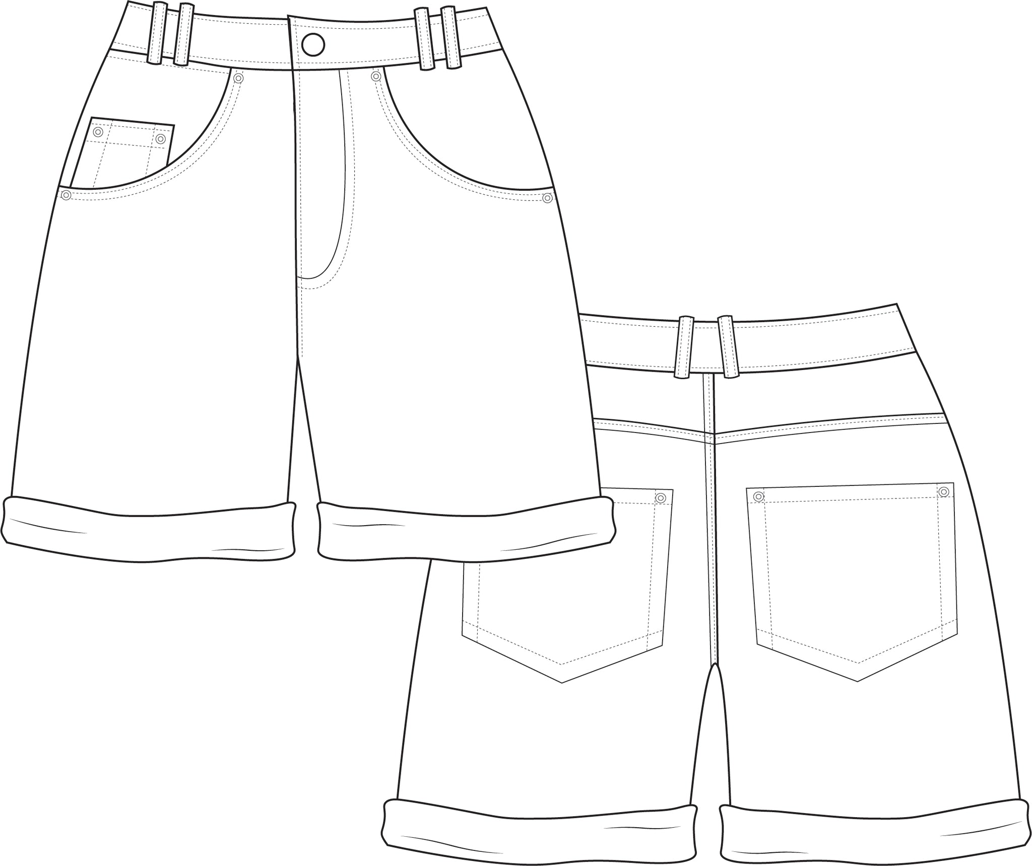 Pants fashion flat sketch template6 Royalty Free Vector